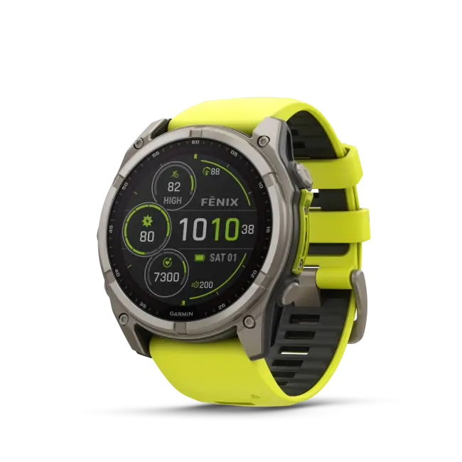 Garmin Fenix ​​8 – 51 мм – титановый с сапфировым стеклом Solar и силиконовым ремешком Amp Yellow/Graphite 010-02907-21 от прозводителя Garmin
