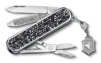 Нож-брелок Victorinox Classic Brilliant Crystal, 58 мм, 5 функций, черный/серебристый 0.6221.35 от прозводителя Victorinox