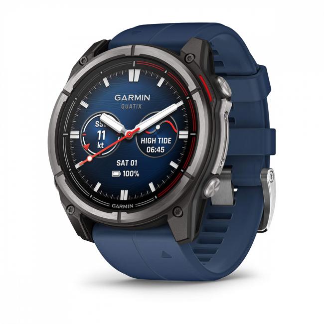 Garmin quatix® 8 - 51 мм, AMOLED, Sapphire, Titanium, синий силиконовый ремешок 010-02905-90 от прозводителя Garmin