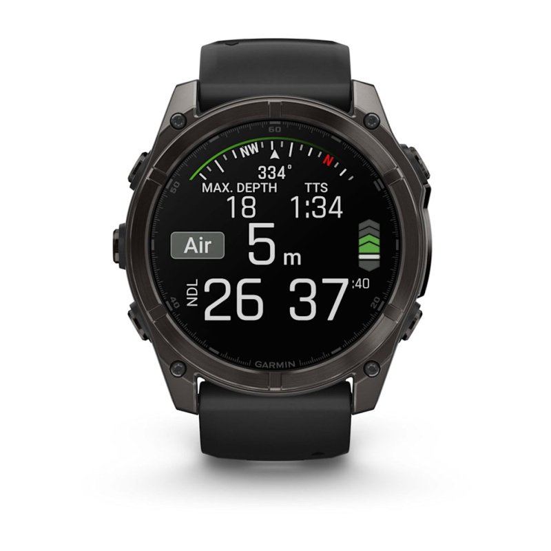 Garmin Fenix 8 - 51 мм AMOLED | Carbon grey DLC with Black/pebble grey silicone band