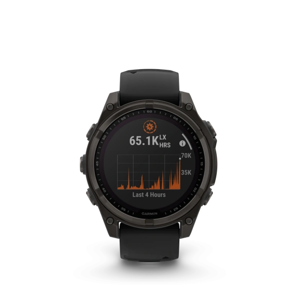 Garmin Fenix ​​8 – 47 мм – титановый корпус Solar Sapphire Carbon Grey DLC с ремешком черно/серого цвета 010-02906-11 от прозводителя Garmin