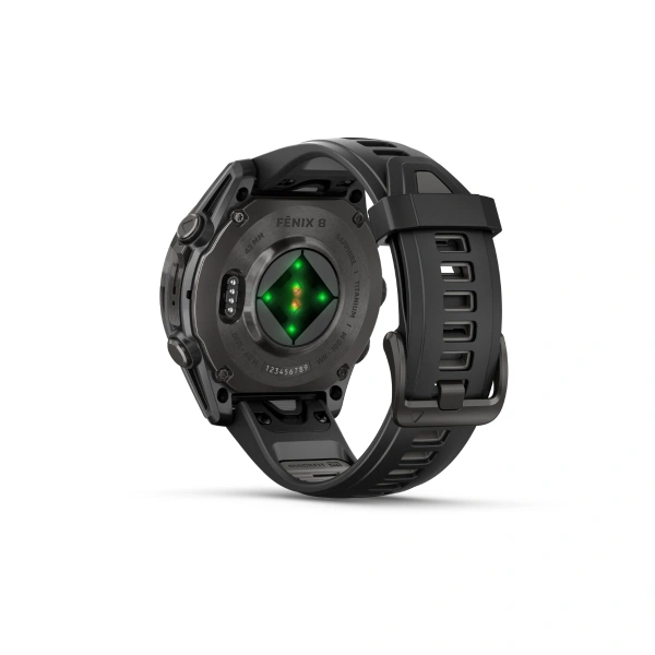 Garmin Fenix ​​8 — 43 мм AMOLED — Sapphire Edition Carbon Grey DLC Титан с силиконовым ремешком черно/серого цвета 010-02903-21 от прозводителя Garmin