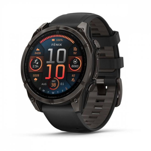 GARMIN FENIX 8 - 47 MM, AMOLED, SAPPHIRE CARBON GRAY DLC TITANIUM WITH BLACK/PEBBLE GRAY SILICONE 010-02904-29 010-02904-29 от прозводителя Garmin