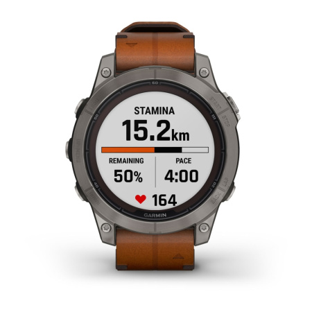 Garmin Fenix 7 Pro - 47 мм SOLAR | SAPPHIRE | Titanium with Chestnut Leather Band