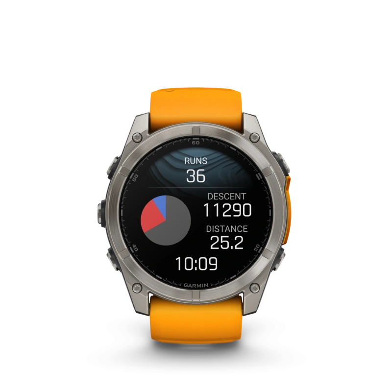 Garmin Fenix 8 - 51 мм AMOLED | SAPPHIRE | Titanium with Spark orange/graphite silicone band