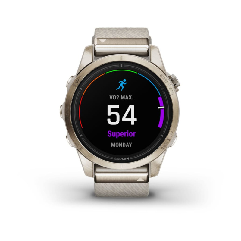 Garmin Epix Pro (Gen 2) - 42 мм SAPPHIRE | Soft Gold with Cream Heathered Nylon Band