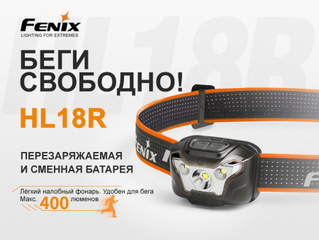 Фонарь Fenix налобный HL18R голубой 400 люмен HL18Rbl от прозводителя Fenix