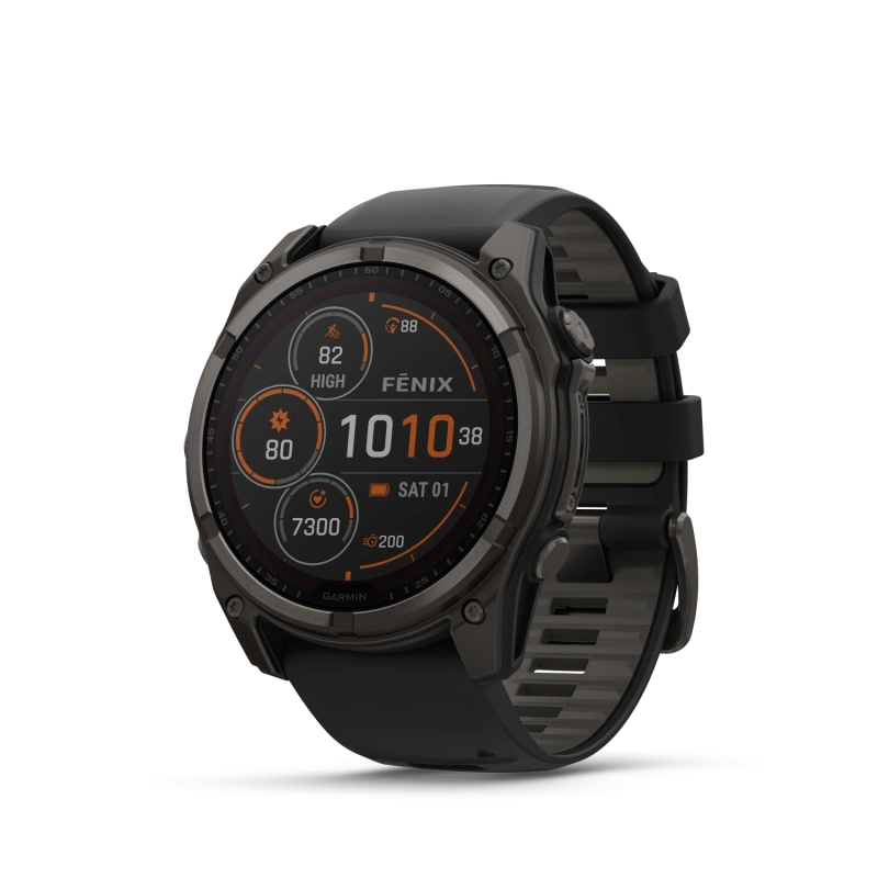 Garmin Fenix 8 - 51 мм SOLAR | SAPPHIRE | Carbon grey DLC titanium with Black/pebble grey silicone band