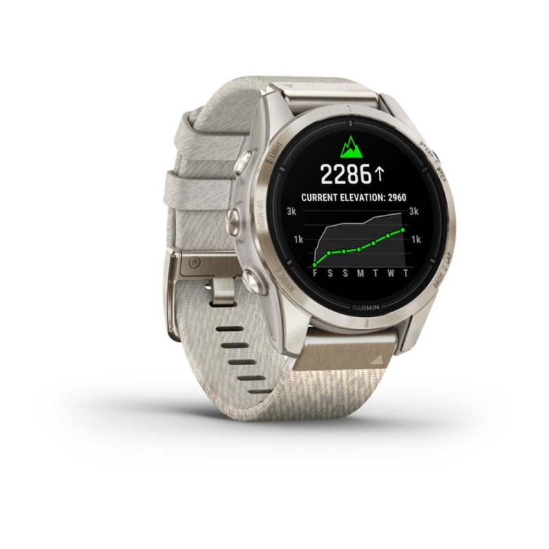 Garmin Epix Pro (Gen 2) - 42 мм SAPPHIRE | Soft Gold with Cream Heathered Nylon Band