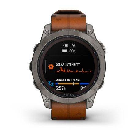 Garmin Fenix 7 Pro - 47 мм SOLAR | SAPPHIRE | Titanium with Chestnut Leather Band