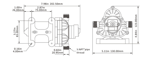 Трехкамерный мембранный насос 33 SERIES 10,6 л/мин, 12В SFDP1-028-045-33 от прозводителя SeaFlo