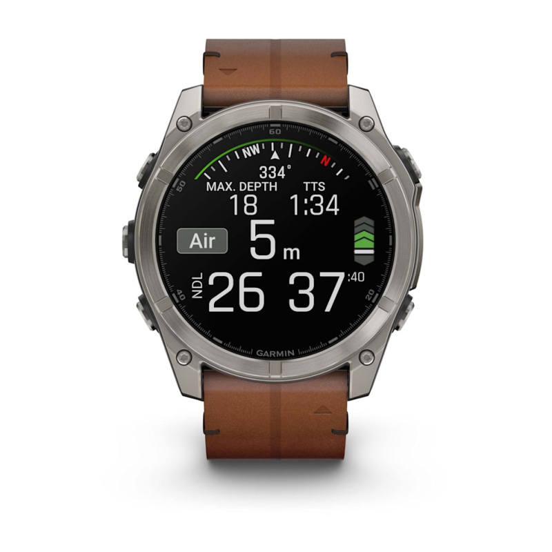 Garmin Fenix 8 - 51 мм AMOLED | SAPPHIRE | Titanium with Chestnut Leather Band