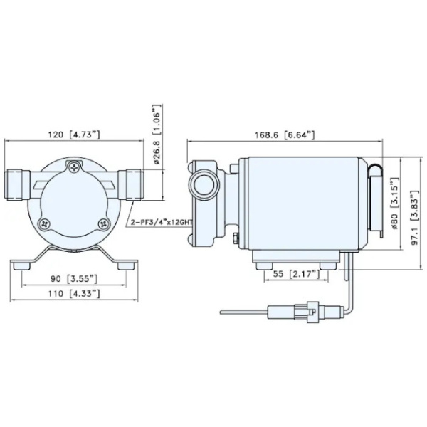 Насос водяной 400GPH, 168x120x97 мм, 24V, в комплекте 06201_24 от прозводителя TMC