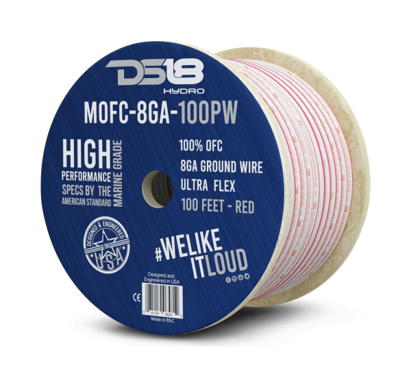 Силовой провод из 100% меди для морского применения 8-GA 30 м. красный MOFC8GA100P, DS18 11589536 от прозводителя DS18