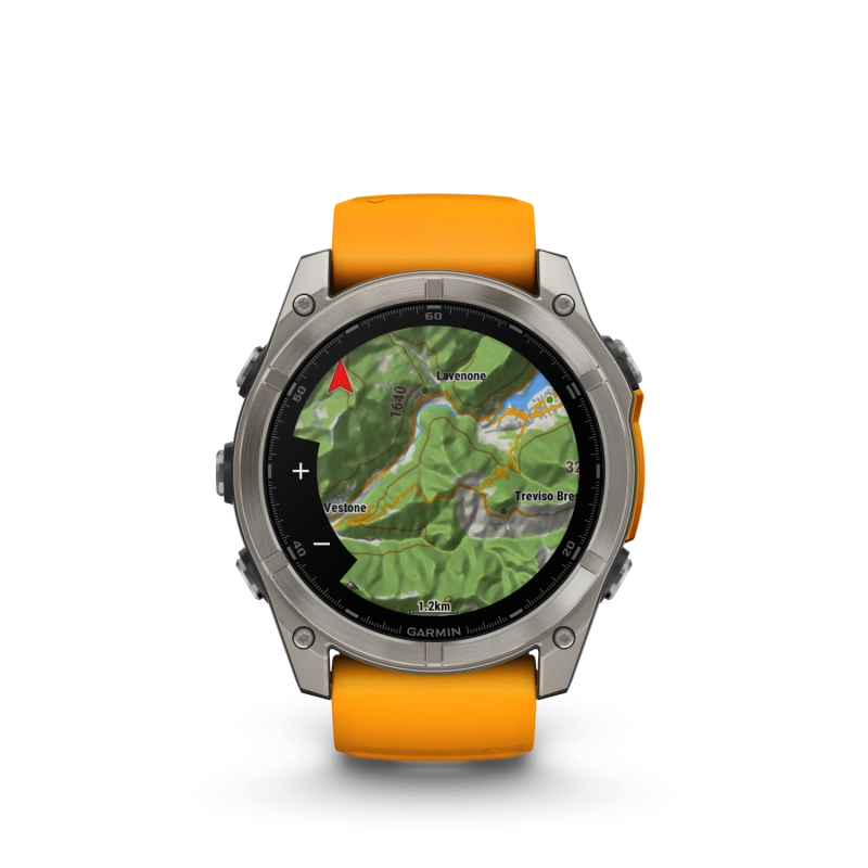 Garmin Fenix 8 - 51 мм AMOLED | SAPPHIRE | Titanium with Spark orange/graphite silicone band